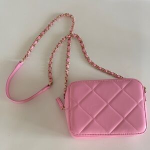 Pink Quilted Crossbody Bag